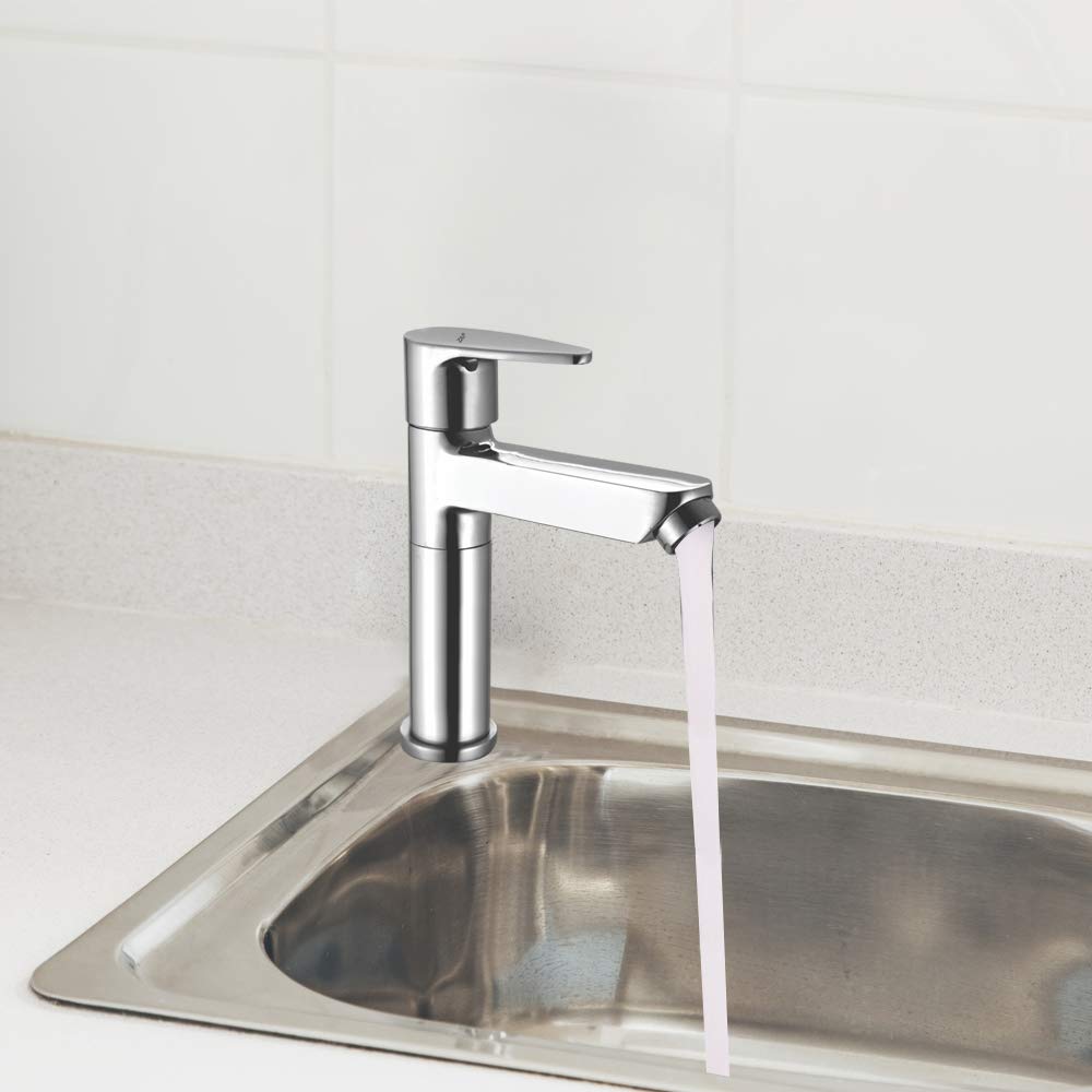 Zap Skoda Full Body Brass Pillar Cock | Long Body Chrome Plated Hot & Cold Water Tap for Wash Basin & Sink | Premium Bathroom Faucet | Modern Durable Brass Water Tap