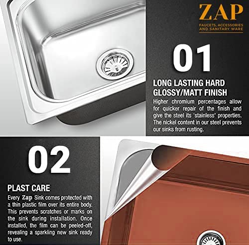 ZAP Deluxe Matte Finish SS-304 Grade Double Bowl Kitchen Sink – 36x20x10 Inch | 2.5 mm Thick Stainless Steel Sink for Modular Kitchens | Noise Reduction | Easy Drainage | Rust-Resistant