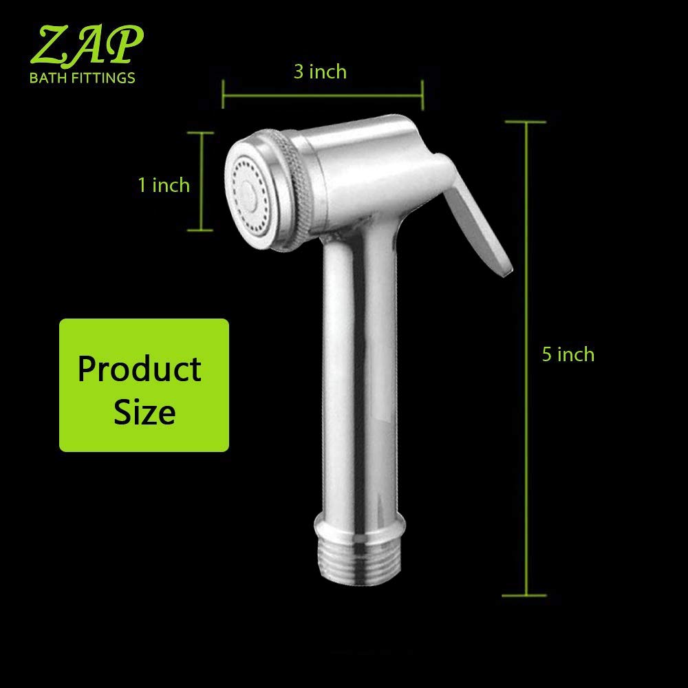 ZAP Delta Brass Health Faucet | Handheld Toilet Spray Gun | Chrome Finish | 1.25m Stainless Steel Hose | Wall Hook & Clutch Set | Bidet Sprayer for Bathroom Use
