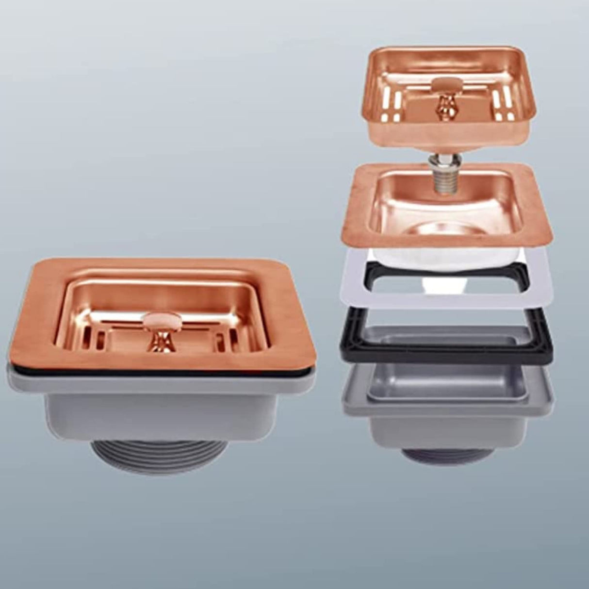 Zap Kitchen Sink Single Bowl 24x18 Inch | Rose Gold Finish | 304 Stainless Steel | Dual Water Aerator, Drainer Basket, Waste Pipe & Coupling | R Angle Corners | Smooth Drainage | Noise Reduction Pads