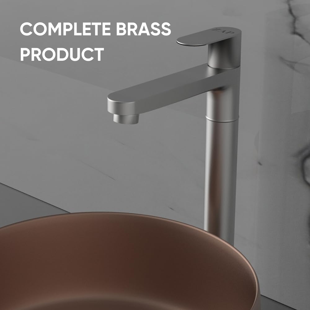 ZAP Ocean Series Brass Pillar Cock Tap 11-Inch Tall | Chrome Finish Bathroom Faucet | Hot and Cold Water Tap for Wash Basin, Sink, Vanity | Stylish & Durable