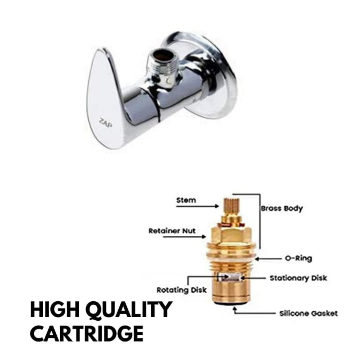 ZAP Brezza Series Bathroom Fittings Combo | 100% Brass | Includes 2-in-1 Wall Mixer, Pillar Cock, 2 Long Body Taps, 6 Angle Cocks (Washing Machine Compatible) | Chrome Finish | Made in India