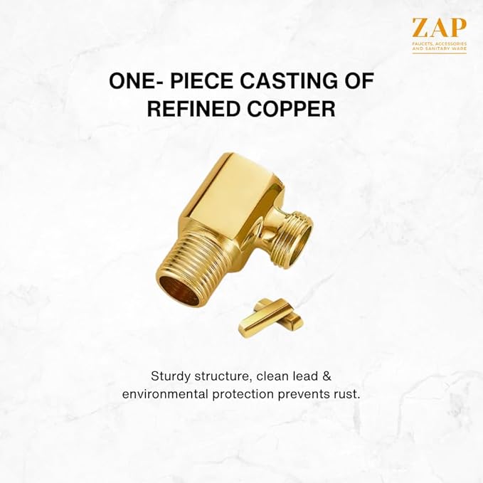 Square Brass Angle Valve with Square Wall Flange – Gold Finish