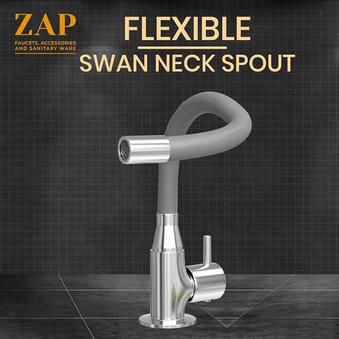 Grey Flexible Spout Swan Neck Kitchen Tap