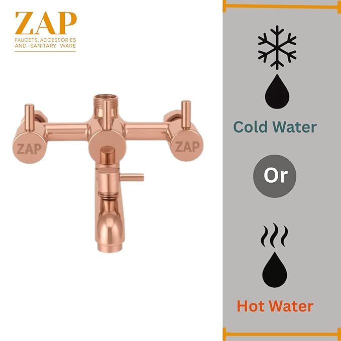 Elixir 3 in 1 Rose Gold Bathroom Wall Mixer