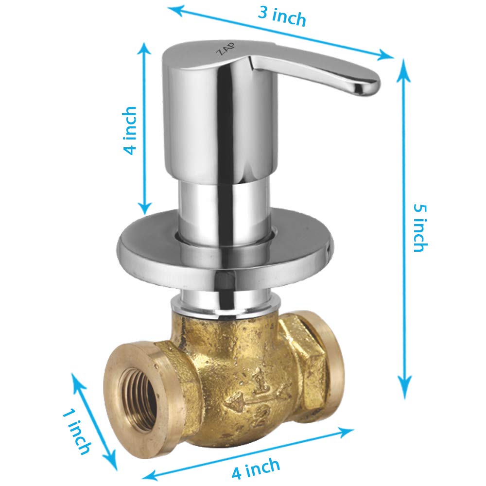 ZAP Brass Concealed Stop Cock 3/4 Inch | Chrome-Plated Quarter Turn Brass Valve with Adjustable Wall Flange | Heavy-Duty Concealed Tap for Bathroom, Basin & Geyser Fittings | Made in India