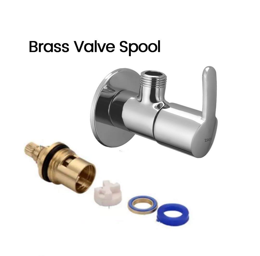 ZAP Prime Brass Angle Cock | Chrome Finish Angle Valve with Wall Flange | Quarter Turn Tap for Geyser, Sink, Jet Spray, and Bathroom/Kitchen Use | 15mm BSP | Hot & Cold Water Compatible | Made in India