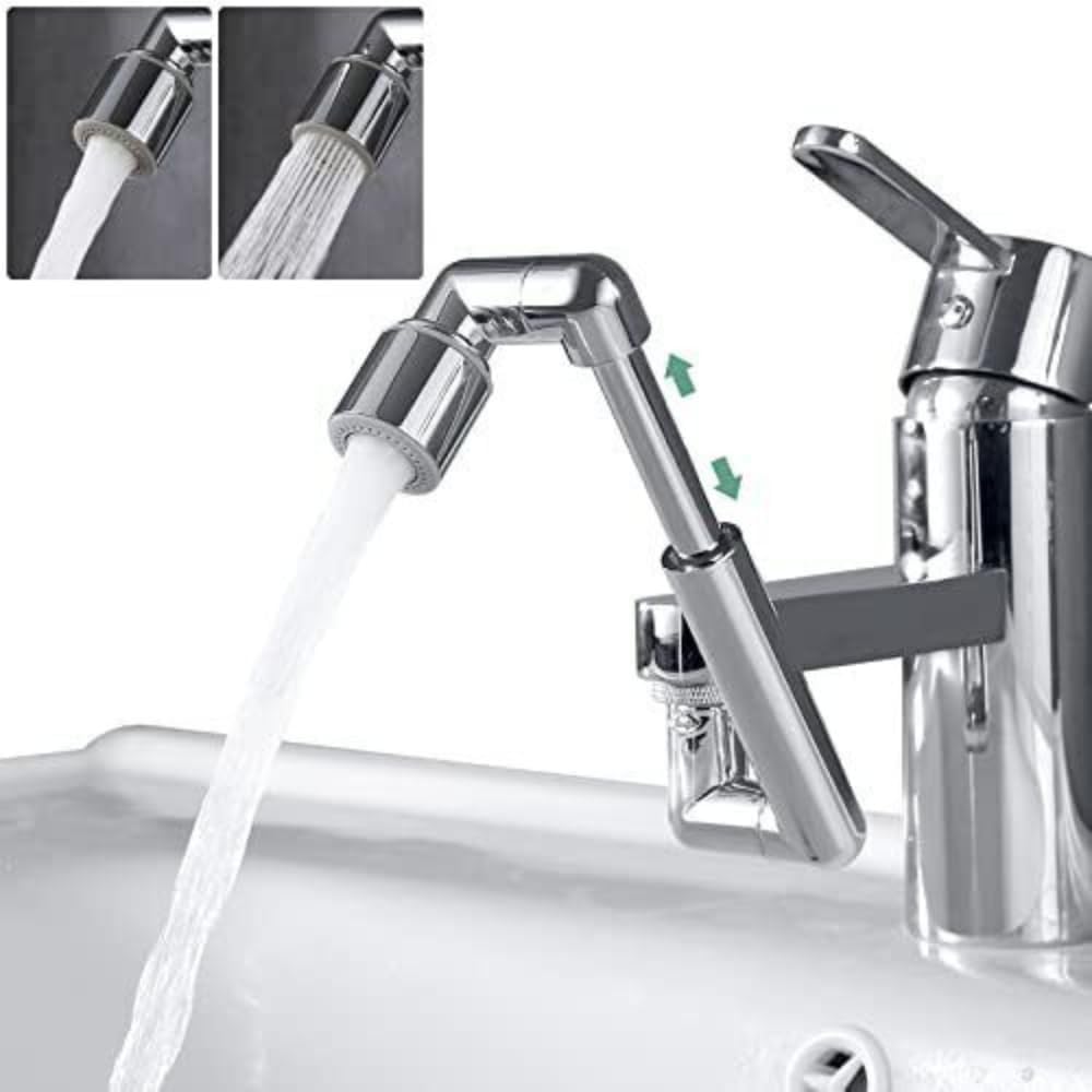 ZAP Kitchen Sink Aerator Faucet Extender Universal 1080° Swivel Robotic Arm Swivel Extension Faucet Aerator - ABS Plastic Chrome Finish