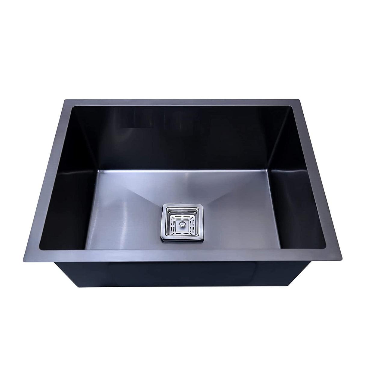 ZAP 24x18x10 Inch Black Single Bowl Kitchen Sink with Tap Hole & Soap Dispenser | Dual Water Aerator, Waste Pipe, Steel Waste Coupling & Sink Drainer Basket | SS-304 Matte Finish