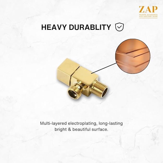 Square Brass Angle Valve with Square Wall Flange – Gold Finish