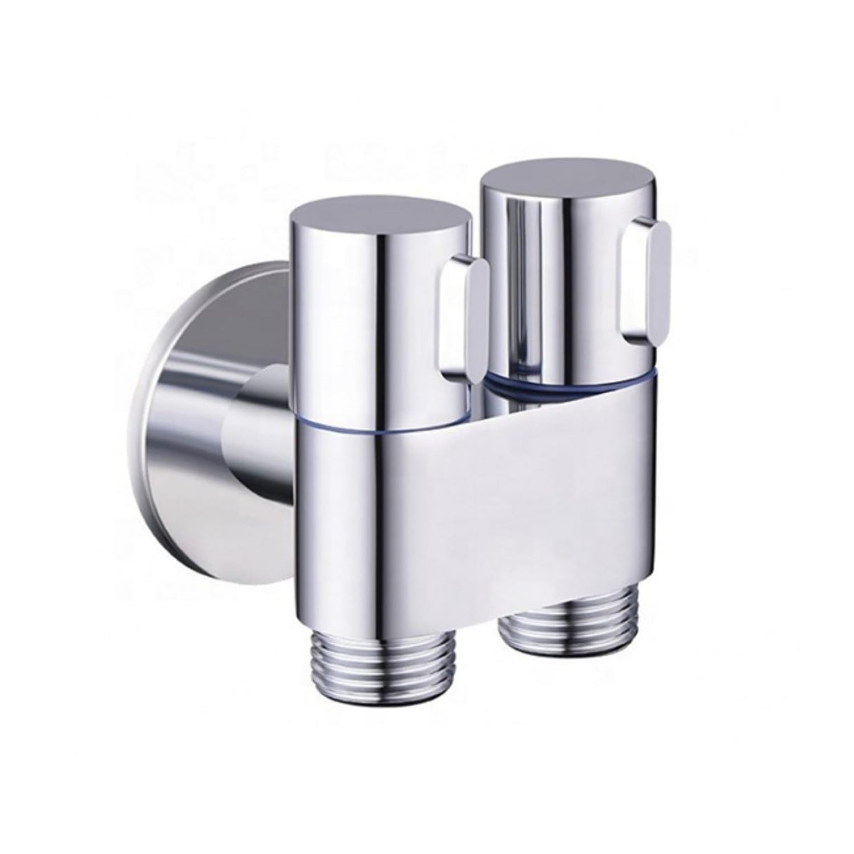 Prime 2-in-1 Brass Angle Valve with Wall Flange | Dual Outlet Chrome