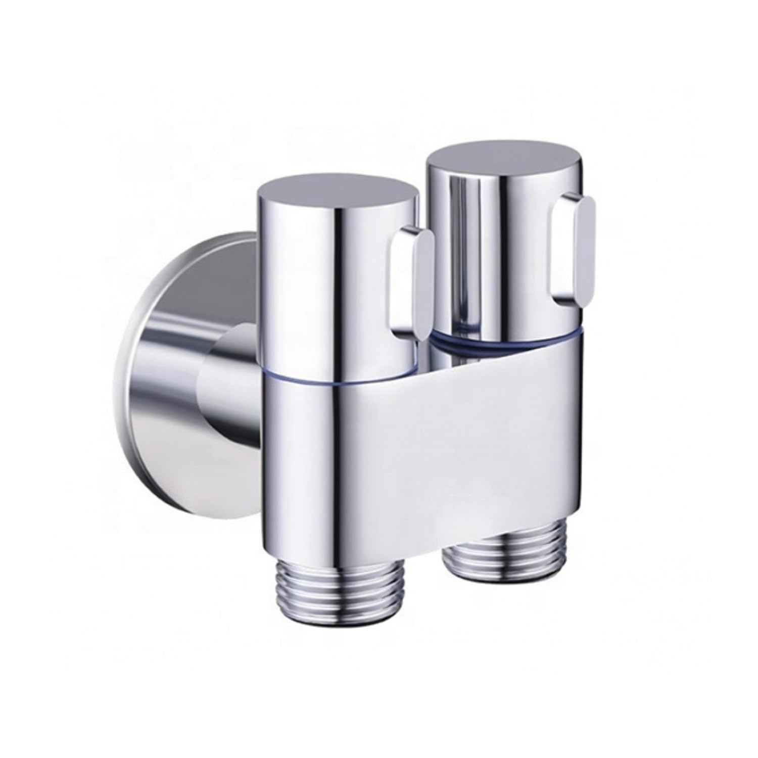 Prime 2-in-1 Brass Angle Valve with Wall Flange | Dual Outlet Chrome