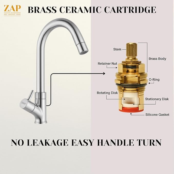 Pluto Brass Sleek Chrome Swan Neck Sink Tap