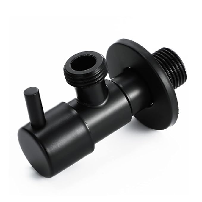 ZAP 3435 Turbo Stainless Steel Angle Valve Stop Cock Set – Wall-Mount, Black Finish
