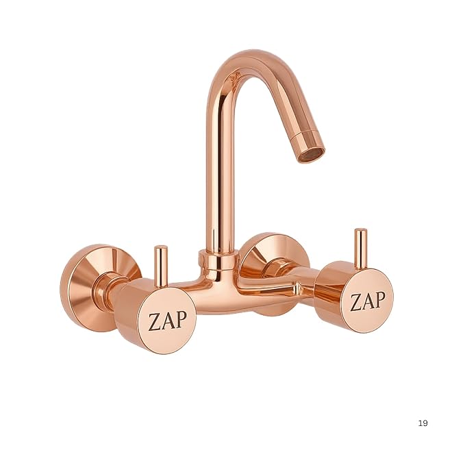 Elixir Sink Mixer Hot & Cold Gold PVD Finish Wall Mount Tap