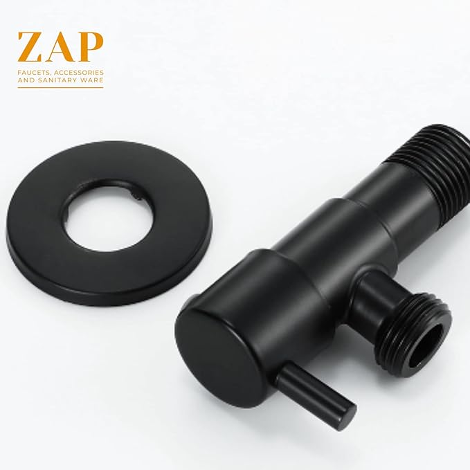 ZAP 3435 Turbo Stainless Steel Angle Valve Stop Cock Set – Wall-Mount, Black Finish