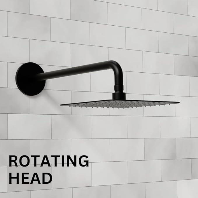 Elixir 2-in-1 Black Wall Mixer with Overhead Shower