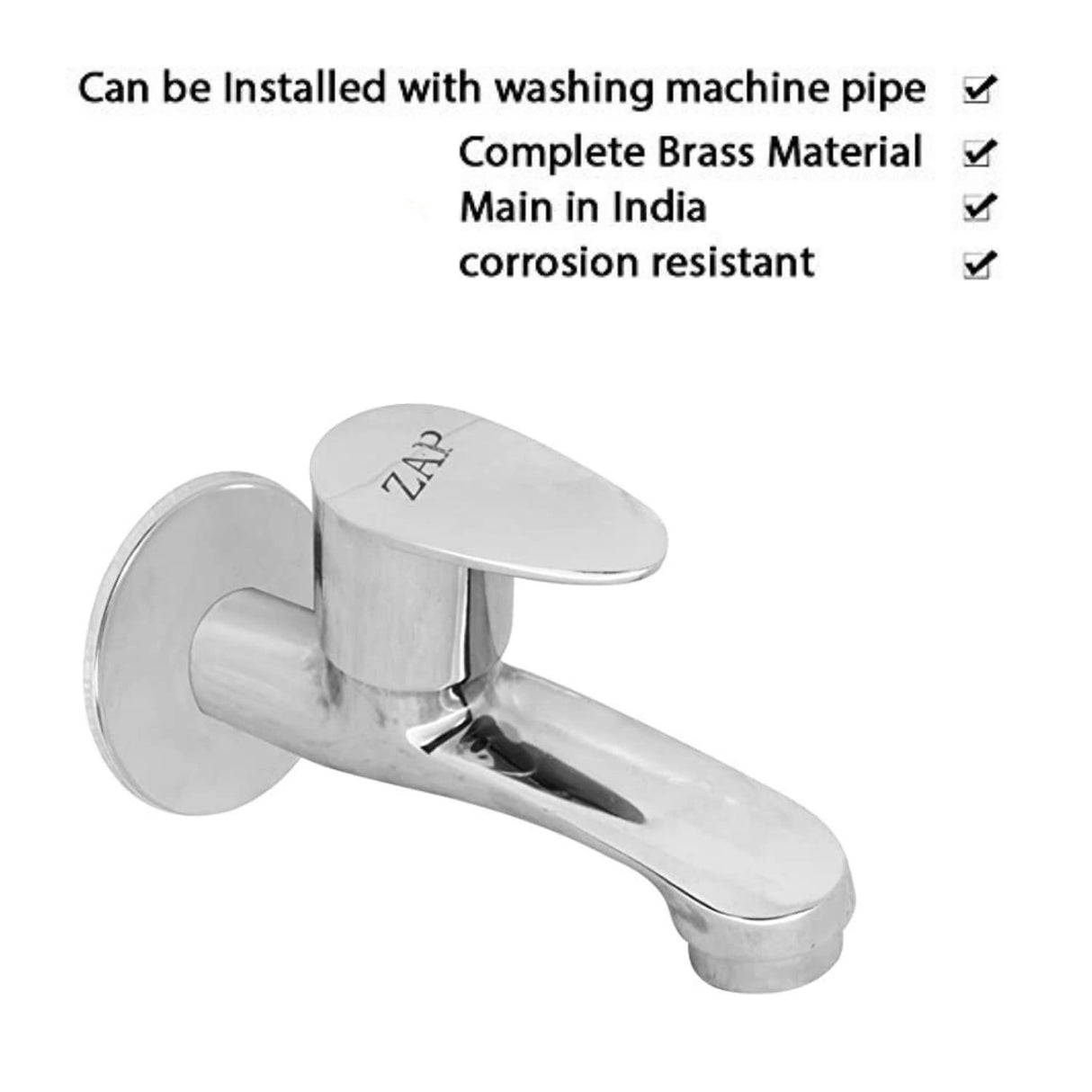 ZAP Brezza Series Bathroom Fittings Combo | 100% Brass | Includes 2-in-1 Wall Mixer, Pillar Cock, 2 Long Body Taps, 6 Angle Cocks (Washing Machine Compatible) | Chrome Finish | Made in India