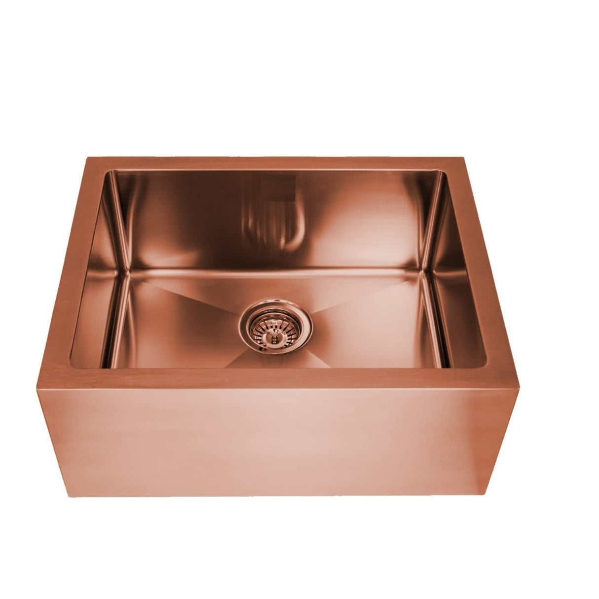ZAP Millennium Series 24x24 Rose Gold Stainless Steel Single Bowl Kitchen Sink | Deep, Square Design with Soundproofing | Includes All-in-One Waste Kit | Modern Rose Gold Finish