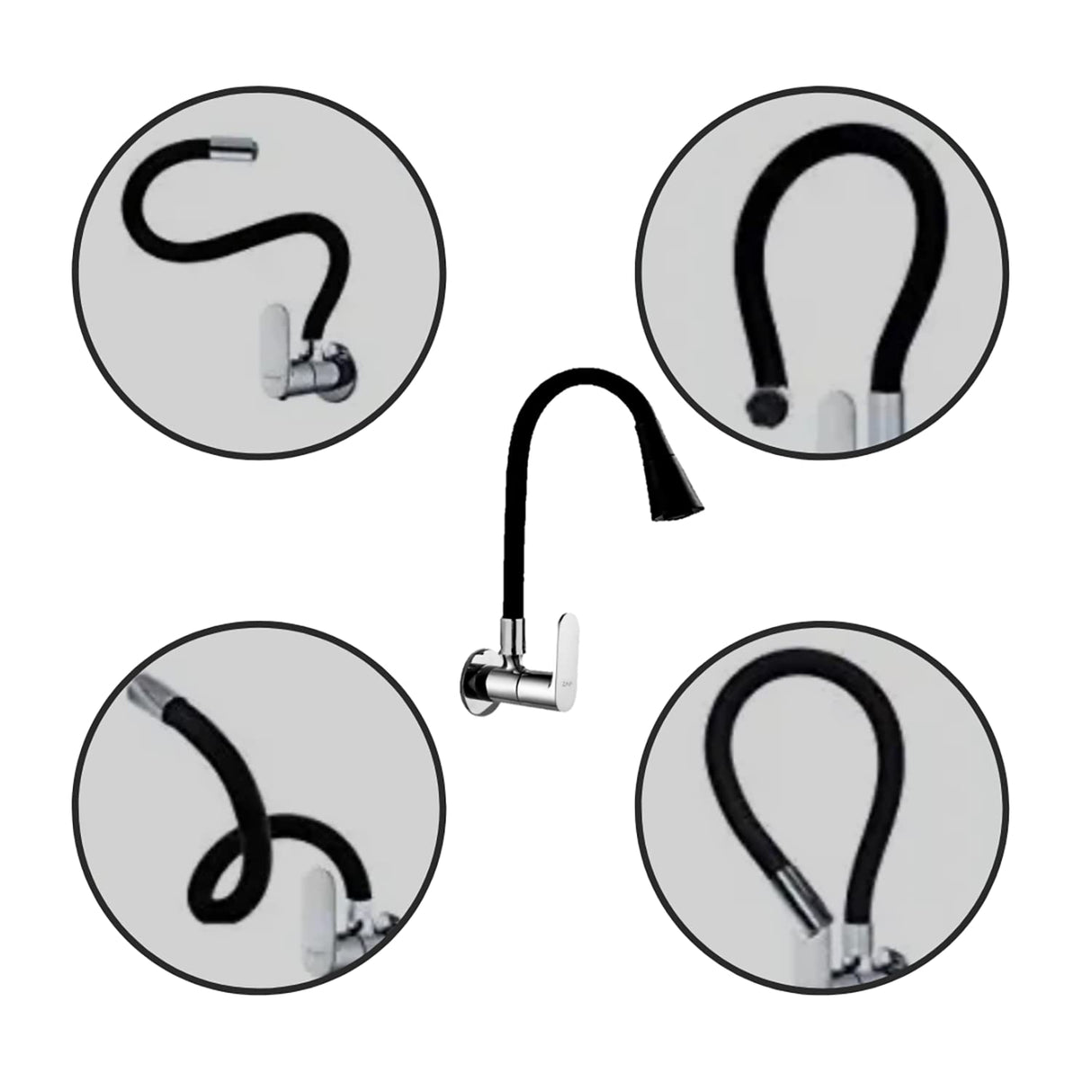 ZAP Opel Series Brass Kitchen Sink Mixer Tap – Flexible Spout Wall Mounted Hot & Cold Water Faucet | Premium Chrome Finish Sink Mixer for Modular Kitchens