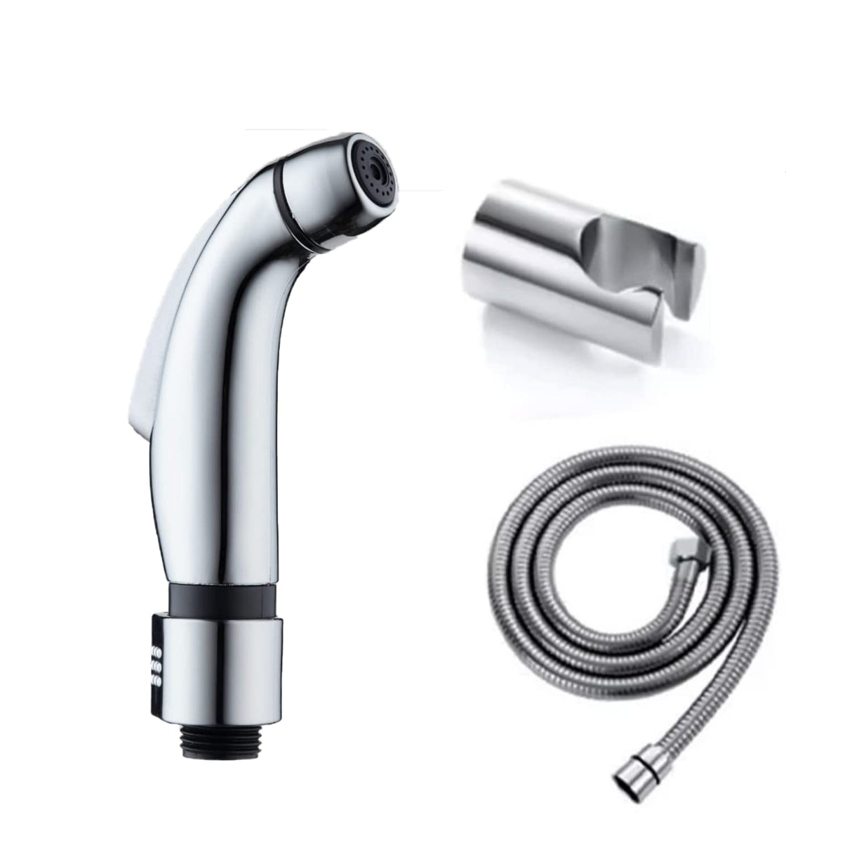 Zap Cube Series Gold Plated Brass Health Faucet with Health Faucet Stand and Hose Pipe/Jet Spray for Toilets/Hand Spray Set/Health Faucet Bidet Set (Aqua Series)