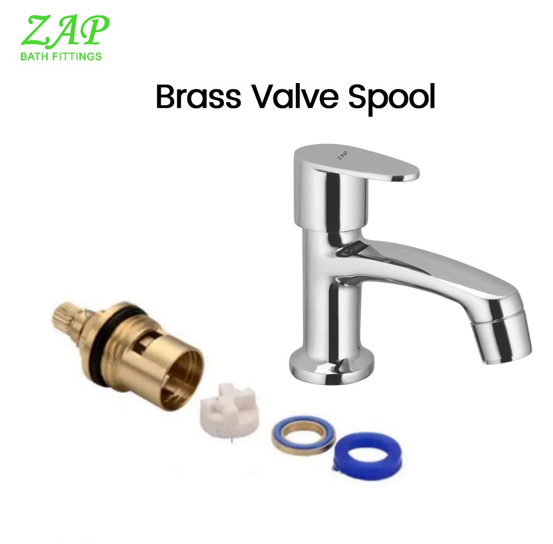 ZAP Pluto Pillar Cock | Premium Brass Long Body Bib Cock | Chrome Plated Hot or Cold Water Tap for Bathroom, Kitchen, Wash Basin | Sleek Modern Design
