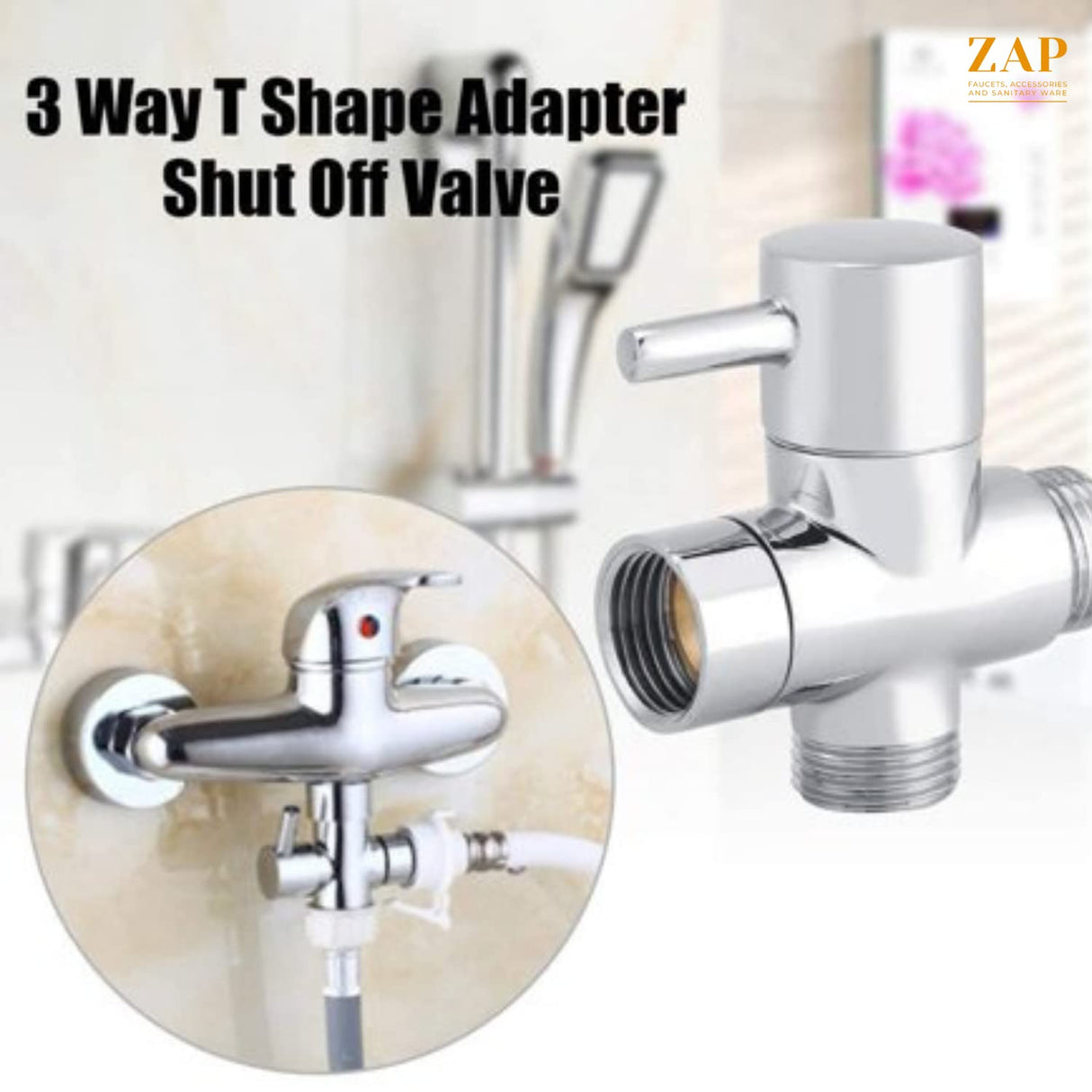 ING-12 3 IN 1 Angle Valve, 3-Way Shower Diverter with Valve for Bathroom and Kitchen