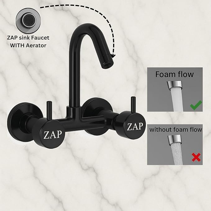 Elixir Sink Mixer Hot & Cold Gold PVD Finish Wall Mount Tap