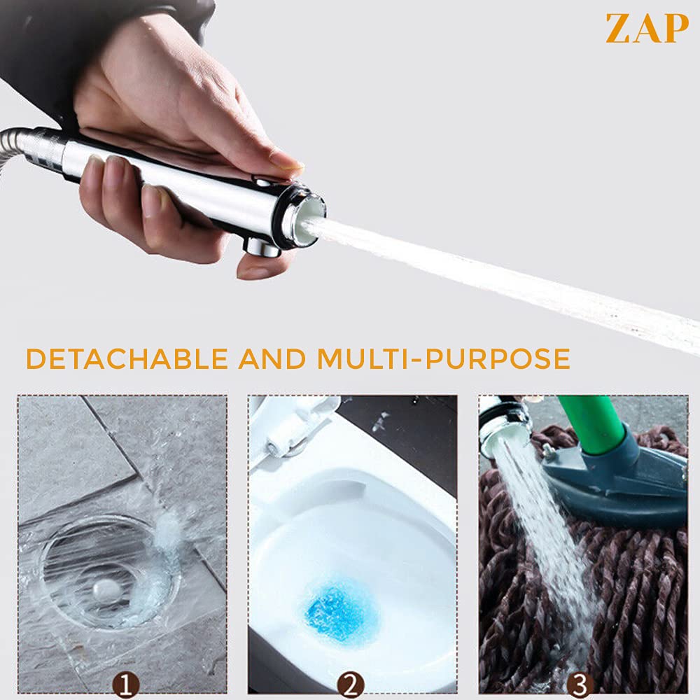 ZAP Exotic Series Handheld Shower Set | High Pressure | Chrome Finish | 3 Spray Modes with ON/OFF Pause Switch
