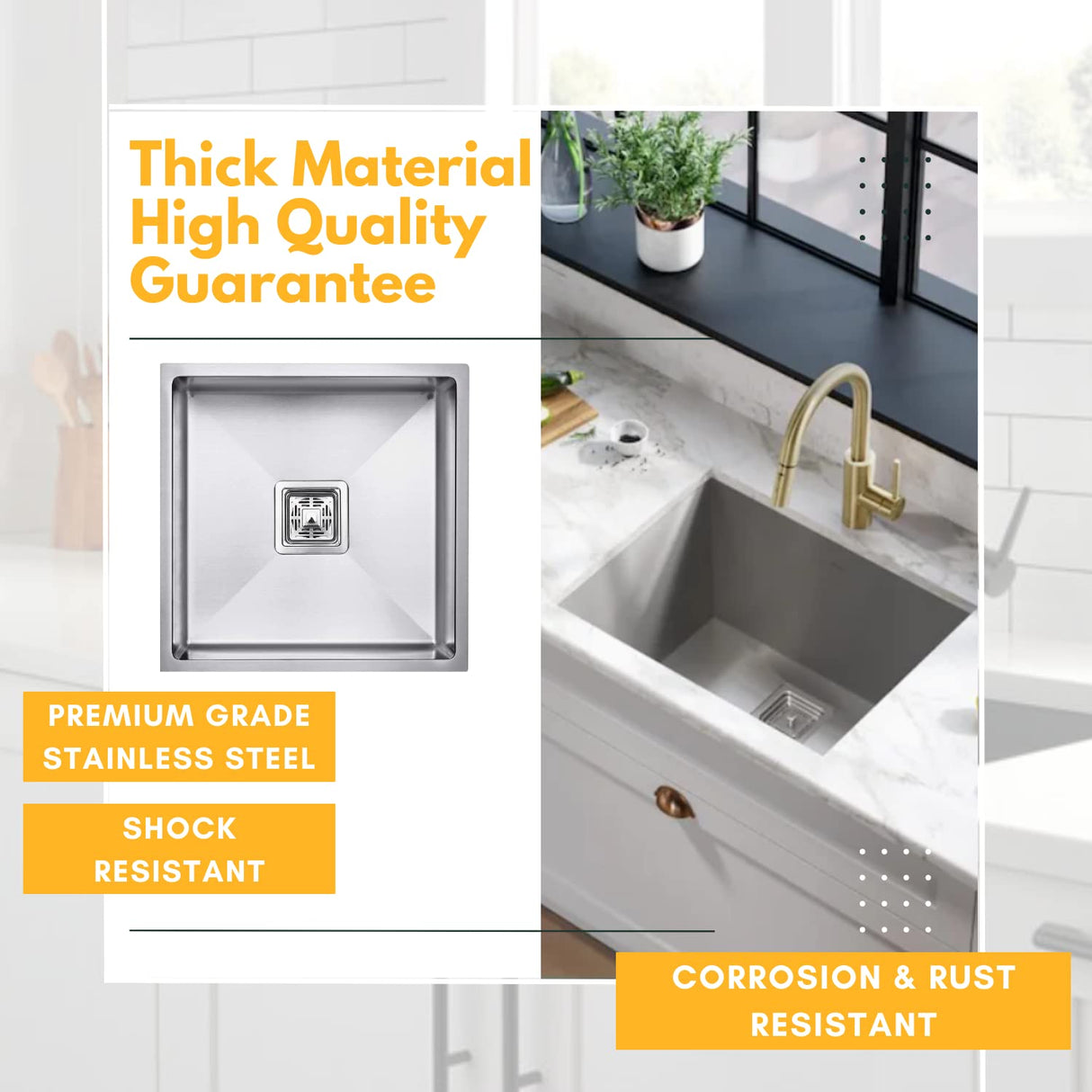 ZAP Spacious Single Bowl Kitchen Sink 20x17x10 Inch | Matte Finish Thick SS-304 Stainless Steel | Includes Steel Waste Coupling, Waste Pipe & Drainer Basket | Durable & Stain Resistant