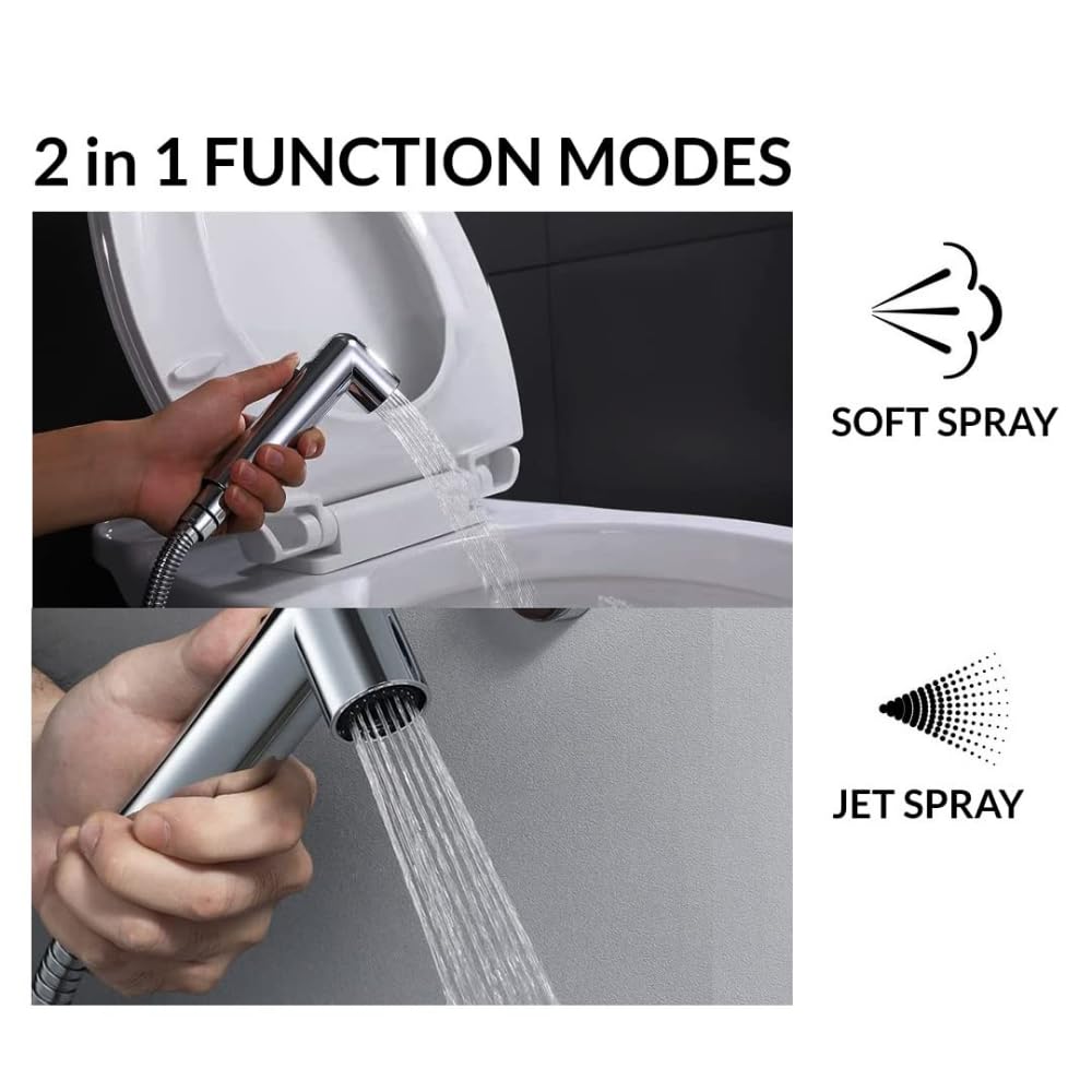 ZAP Elixir Series Health Faucet with Self-Adhesive Hook | Magnetic Handheld Bidet Sprayer with Flexible Tube | Adjustable Water Flow | Chrome Finish | ABS Body | for Bathroom & Toilet Hygiene