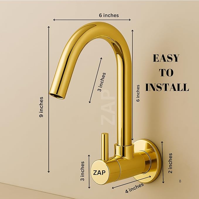 Elixir Kitchen Sink Tap Gold Wall Mounted