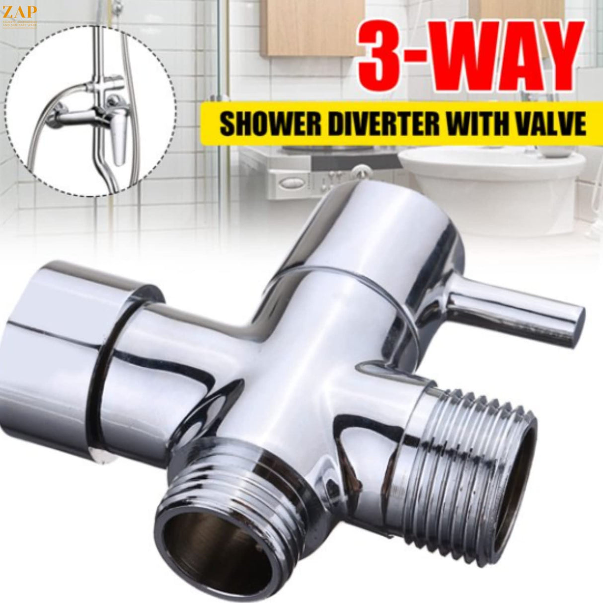 ING-12 3 IN 1 Angle Valve, 3-Way Shower Diverter with Valve for Bathroom and Kitchen