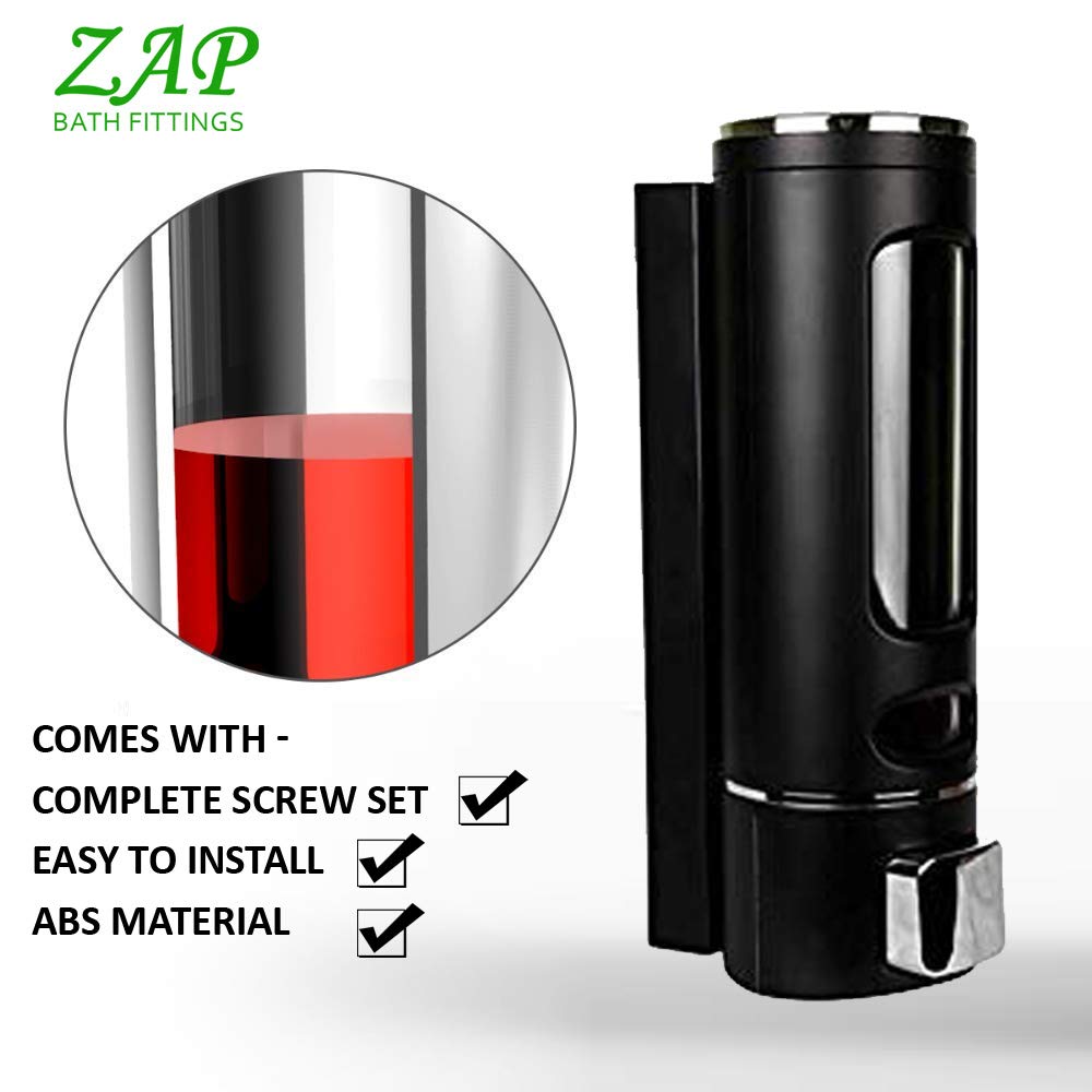 ZAP Combo Pack of 2 Soap Dispenser | Wall Mount Transparent Liquid Soap Dispenser & Bottle for Kitchen Bathroom (Pack of 2)