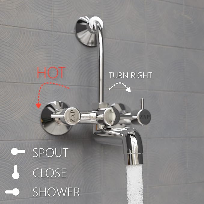 Elixir 2-in-1 Full Brass Wall Mixer Tap with Overhead Shower
