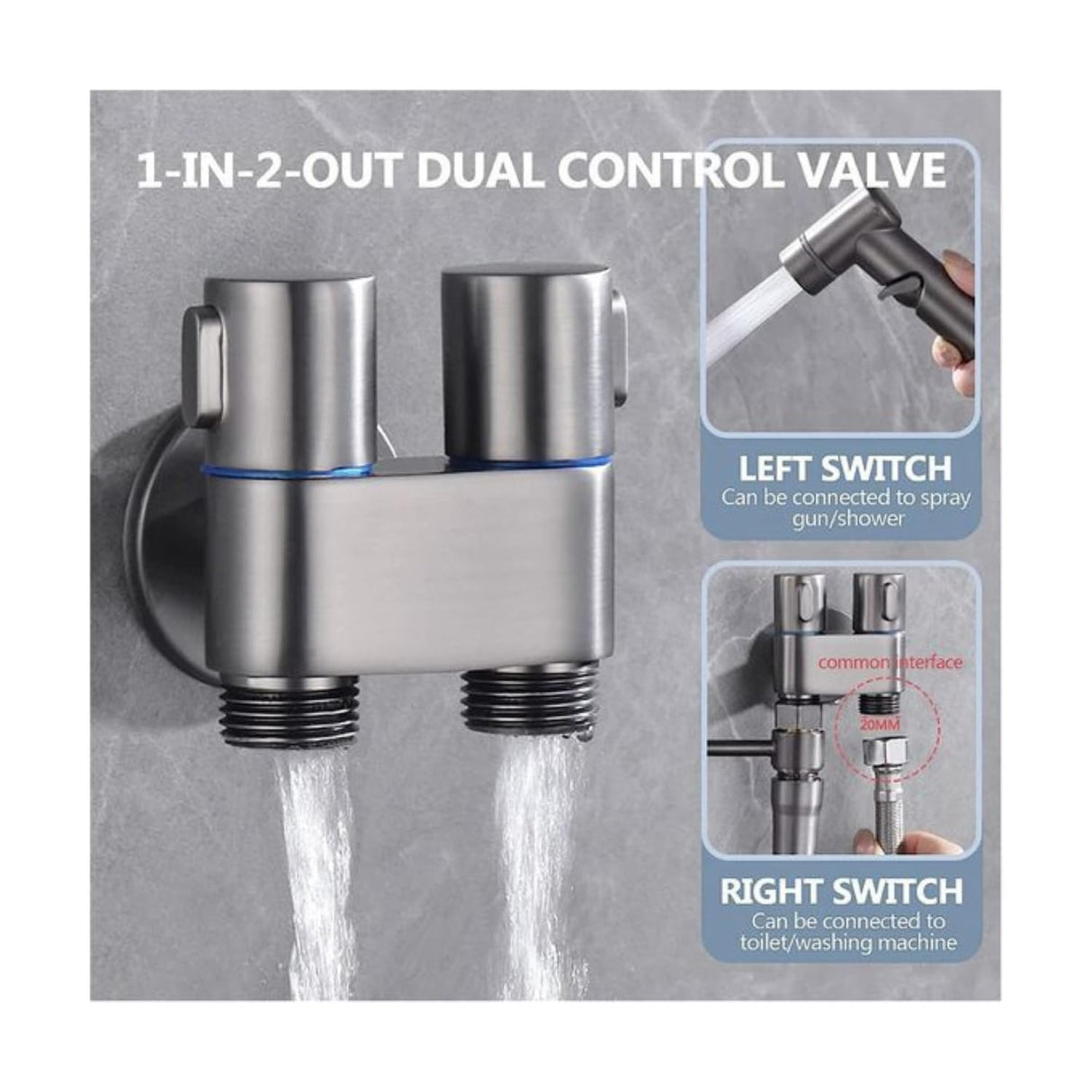 Prime 2-in-1 Brass Angle Valve with Wall Flange | Dual Outlet Chrome