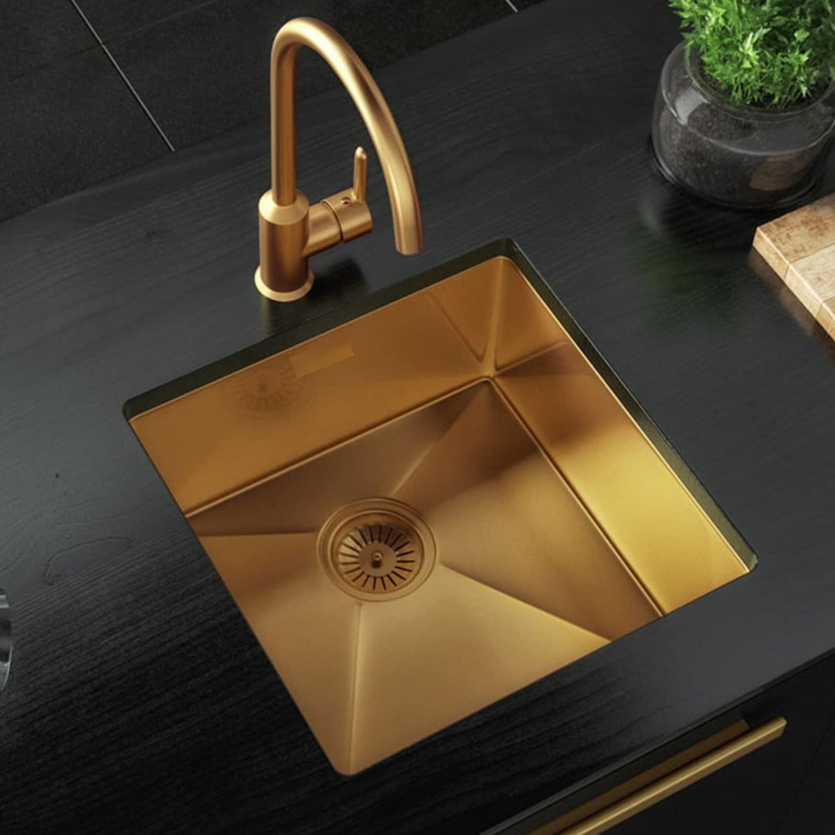 ZAP Millennium Series Champagne Gold SS-304 Grade Single Bowl Kitchen Sink 24x18x10 Inch | 2.5 mm Thick Stainless Steel | Rust Resistant, Scratch Proof, Durable Kitchen Basin for Modular Kitchen
