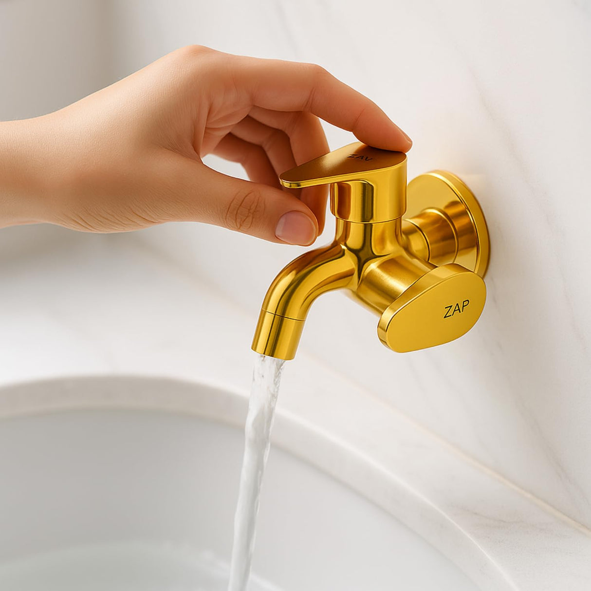 Brezza Two-in-One Bib Cock Gold Tap for Bathroom Kitchen