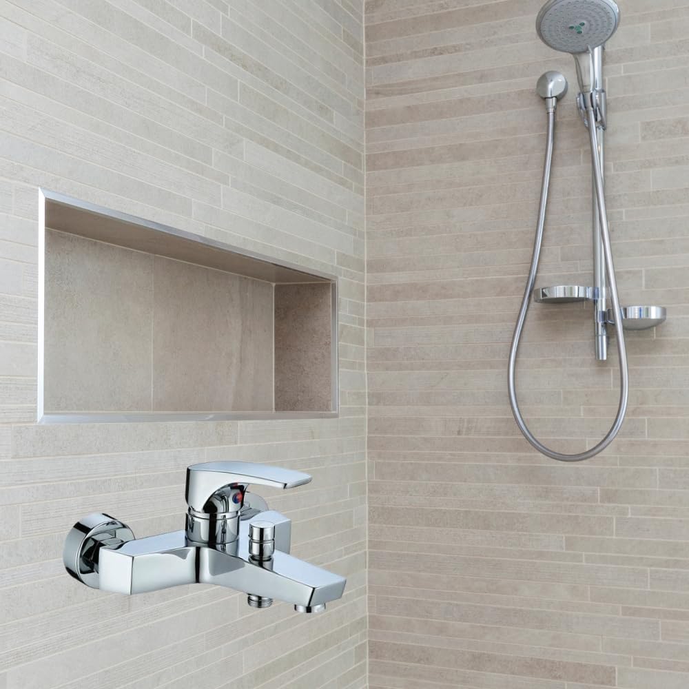 ZAP Ocean Series 3-in-1 Single Lever Wall Mixer Tap | 100% Brass Bathroom Fitting with Hand Shower Provision | Chrome Finish | Hot & Cold Water Control | Wall Mounted | Made in India