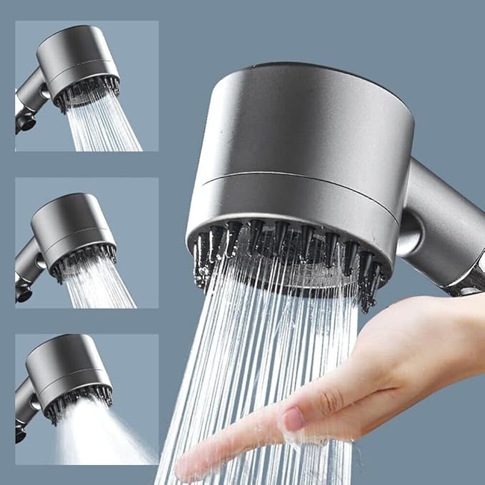 Black Filtered Handheld Shower – 3 Spray Modes with Pause Switch