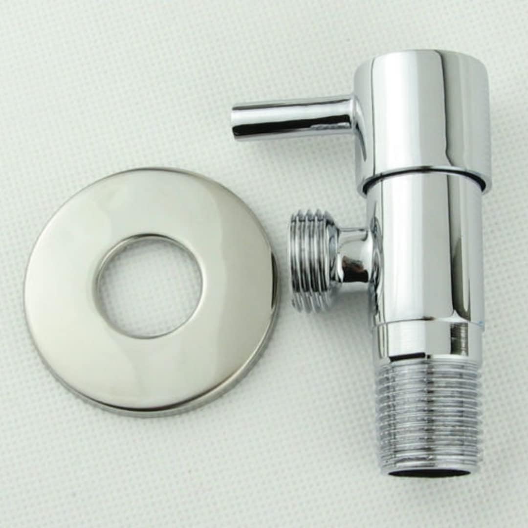 ZAP Turbo Project Series 2-Way Angle Valve – Heavy-Duty Brass Quarter Turn Valve with Chrome Finish & Wall Flange | Dual Outlet Tap for Bathroom, Kitchen, Geyser, Jet Spray | 15mm BSP | Made in India