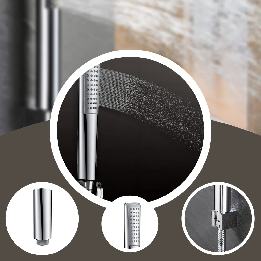 ZAP HS-004 Delta Series | Hand Held Shower | High Pressure Chrome Shower Head | ABS & Chrome Finish | With Hose Pipe | With Wall Bracket | Universal Wand Design