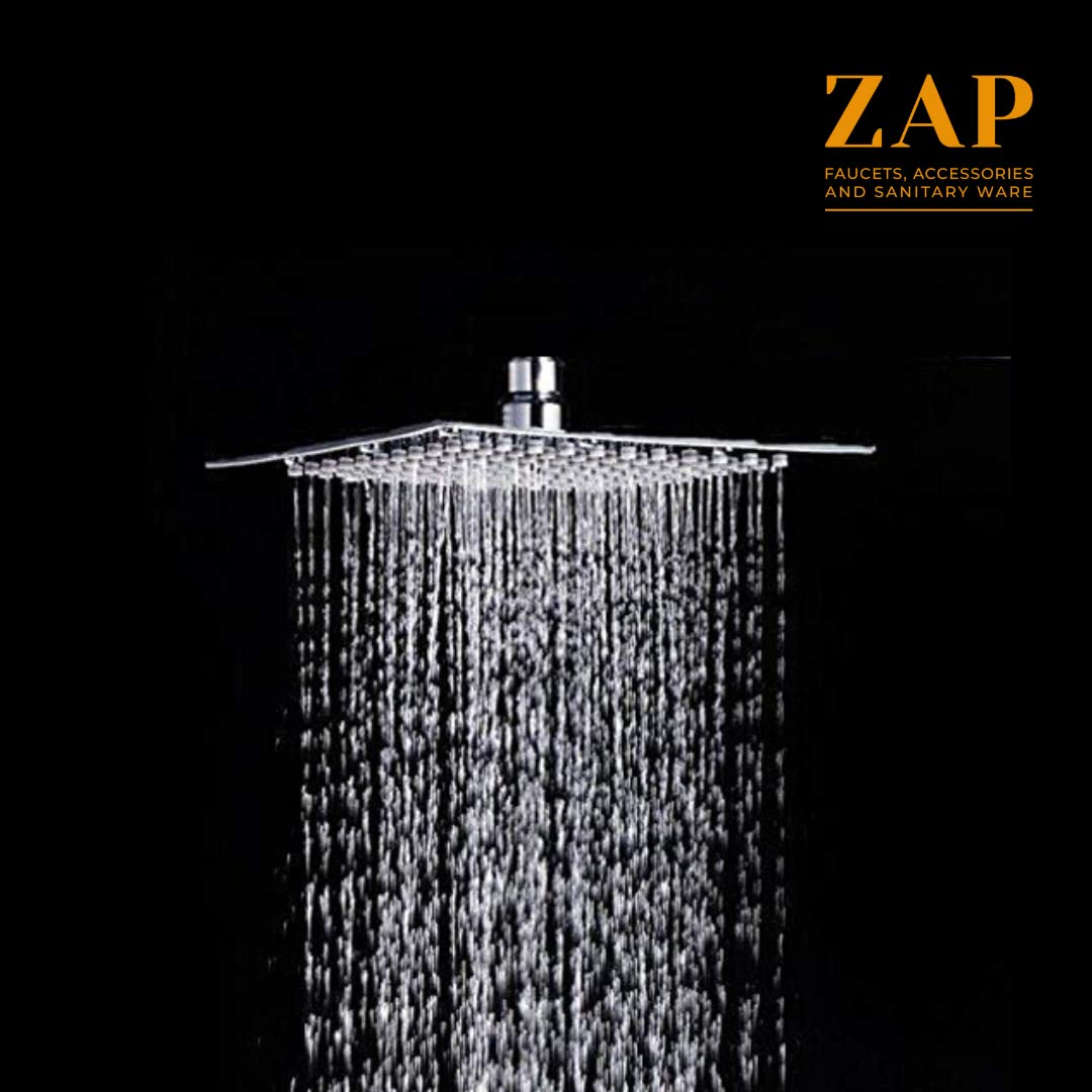 ZAP COMBO | HEXA ULTRA SQUARE 304 STAINLESS STEEL OVERHEAD SHOWER WITH ROD | SS 304 ABS SILICONE HAND SHOWER | HIGH-PRESSURE RAIN SHOWER | LEAK-PROOF | CHROME FINISH