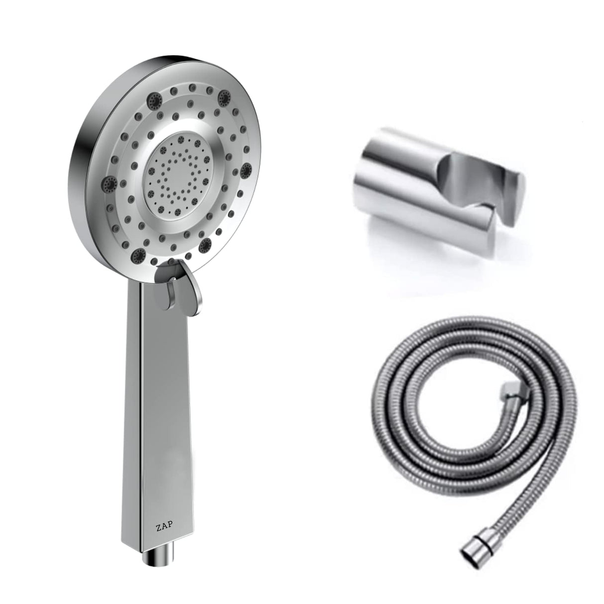 ZX2211 Hand Shower with Stand and Hose Pipe, Flexible Silicone Nozzles, Multi & Mixed Flow Water,Stainless Steel Finish, Lightweight, Great Grip, Precise Water Flow(Ultra Modern Sleek, Rain, Soft, Massage, Rain & Massage, Rain & Soft Spray)