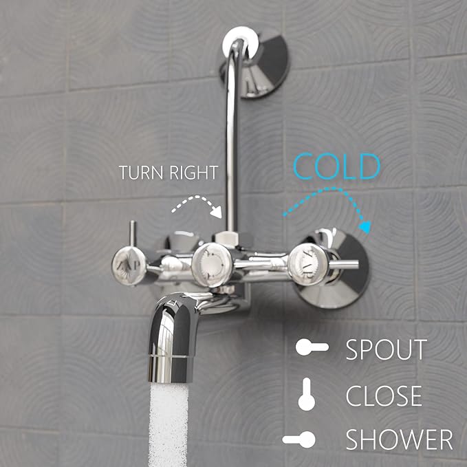 Elixir 2-in-1 Full Brass Wall Mixer Tap with Overhead Shower