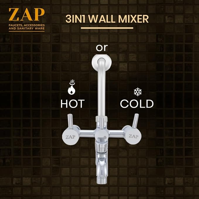 Turbo 3-in-1 Brass Wall Mixer Set