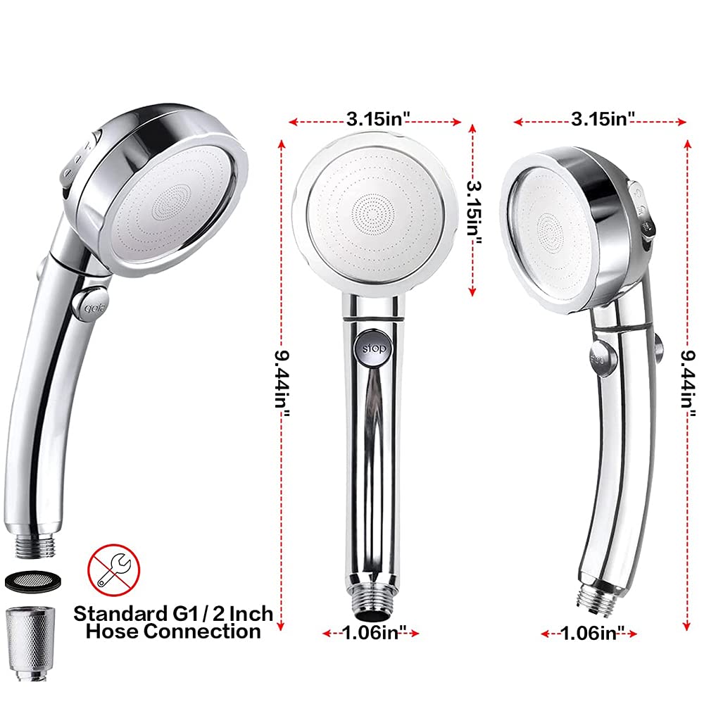 ZAP Exotic Series Handheld Shower Set | High Pressure | Chrome Finish | 3 Spray Modes with ON/OFF Pause Switch