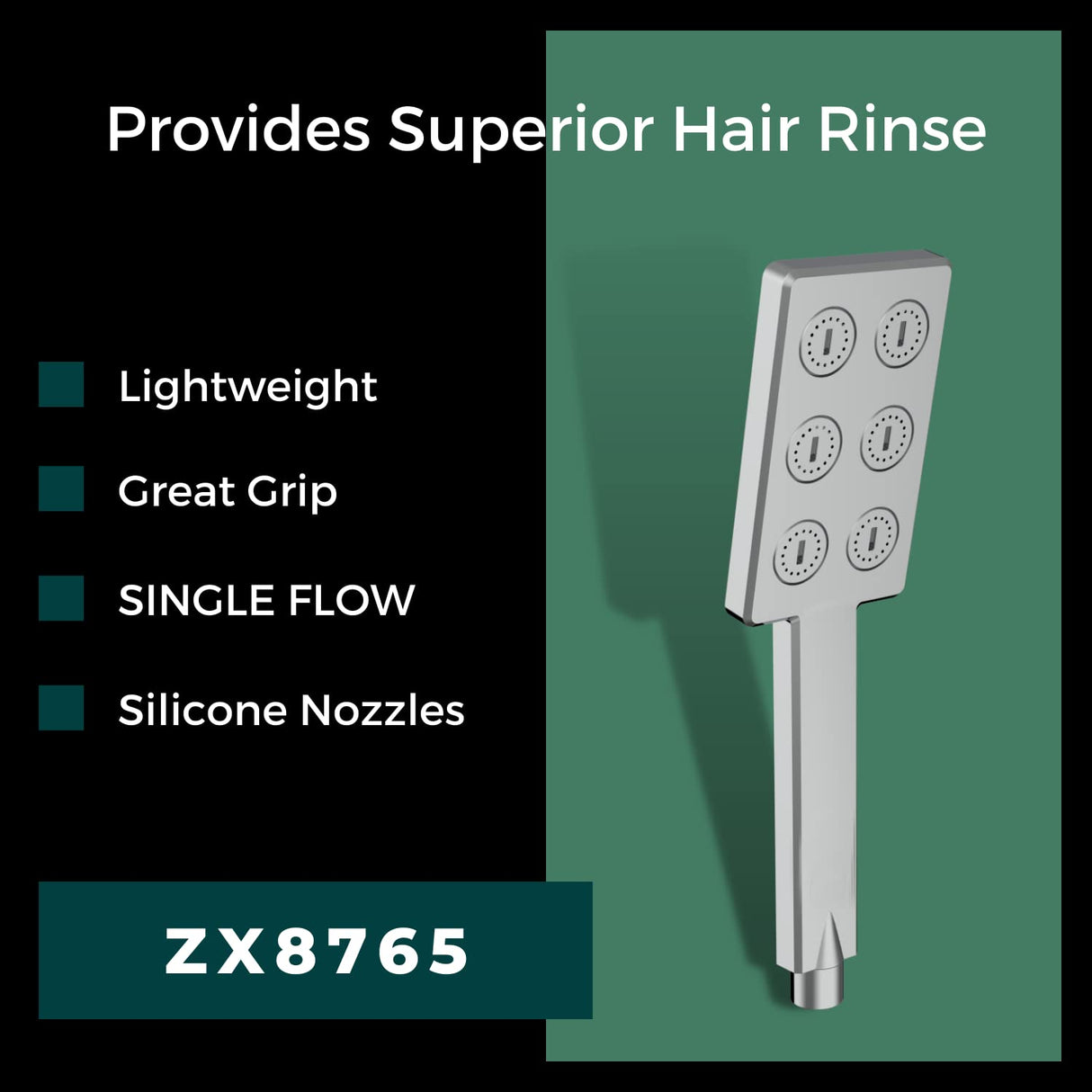 Zap ZX8765 Hand Shower with Stand and Hose Pipe, Flexible Silicone Nozzles, Stainless Steel Finish, Lightweight, Great Grip, Precise Water Flow(Ultra Modern Sleek, Single Flow, Elegant Design)