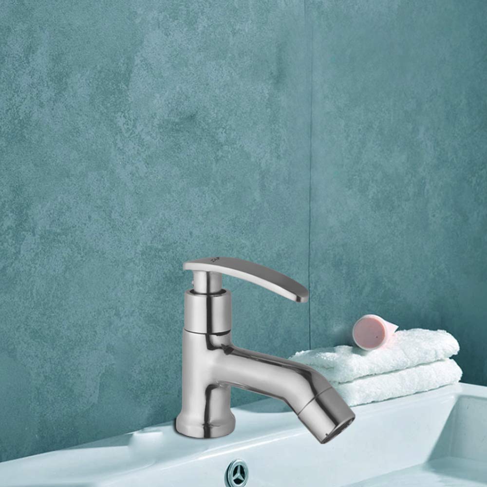 ZAP Arrow Brass Pillar Cock | Chrome Finish Durable Brass Body | Deck Mounted Tap for Basin & Sink | Hot or Cold Water Tap