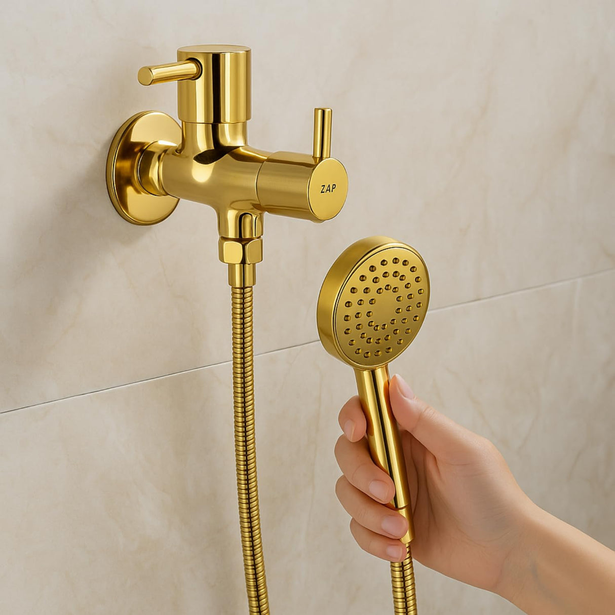 Elixir Series 2-in-1 Angle Valve Gold Brass Quarter Turn Tap Pipe Connector